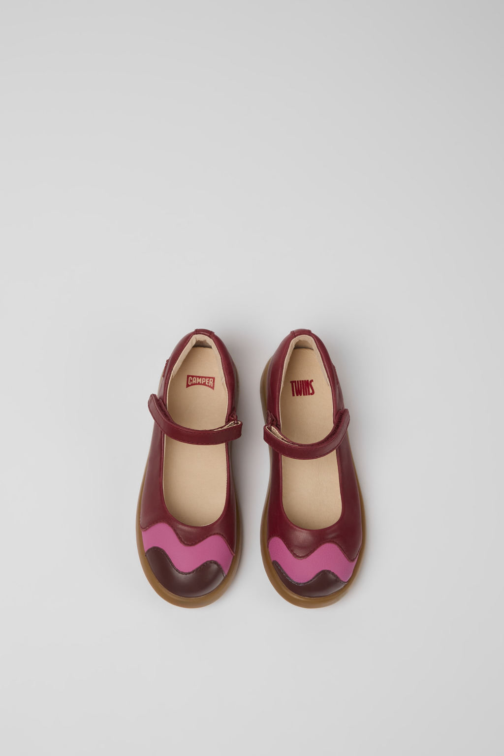 Twins Burgundy and pink leather Mary Jane flats - Image 4