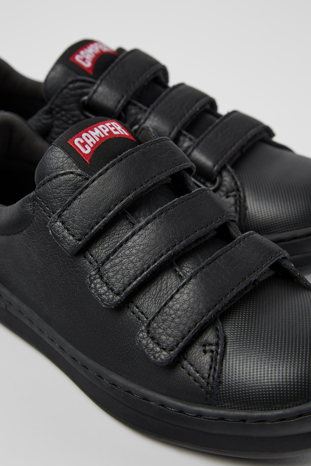 Runner Black Leather and Textile Sneakers for kids.