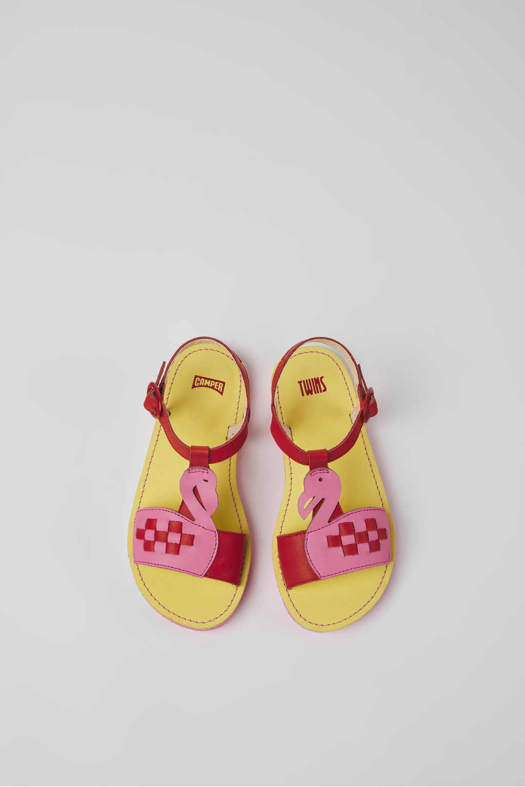 Twins Red and pink leather sandals for kids - Image 4