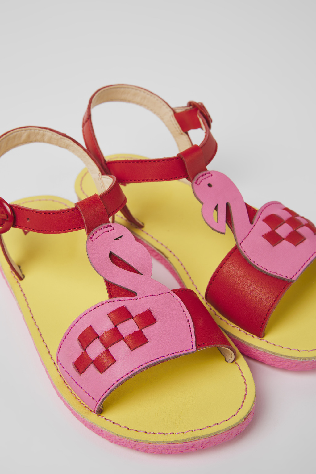 Twins Red and pink leather sandals for kids