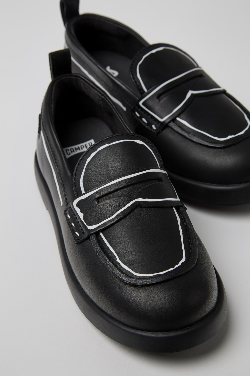 Twins Black leather shoes for kids
