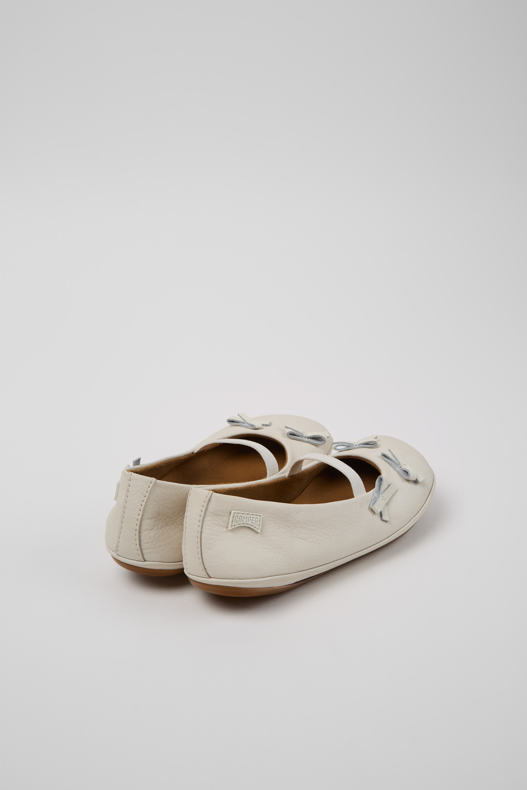 Twins White Leather Ballerina for Kids. - Image 3