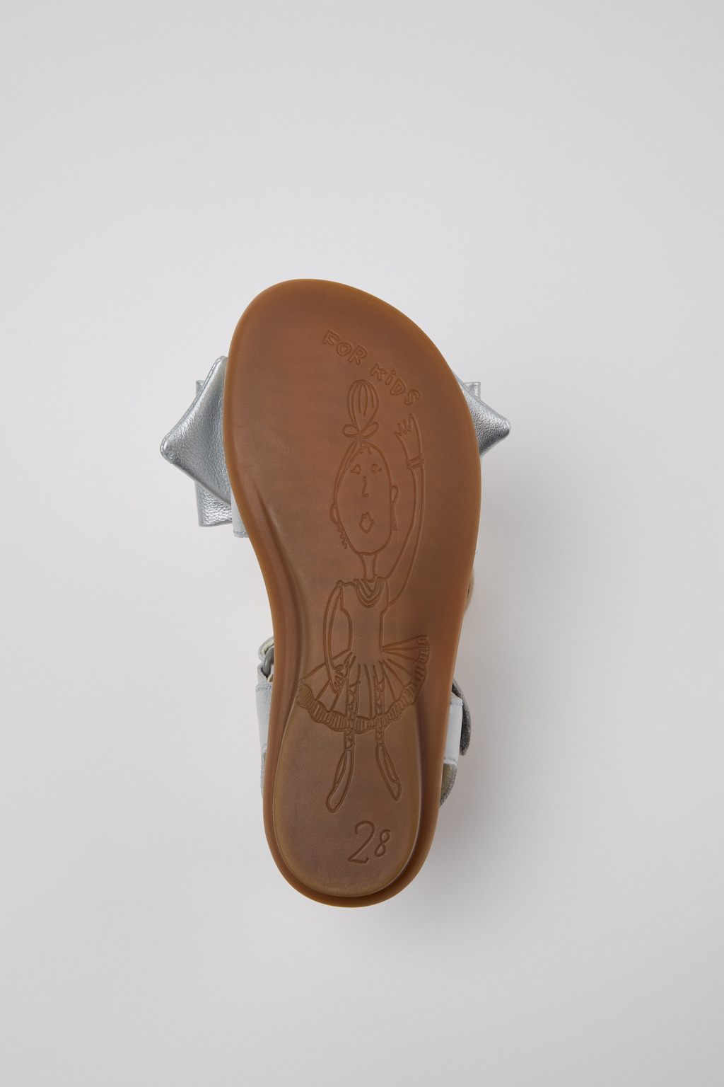 Right Silver Leather Sandals for Kids. - Image 5