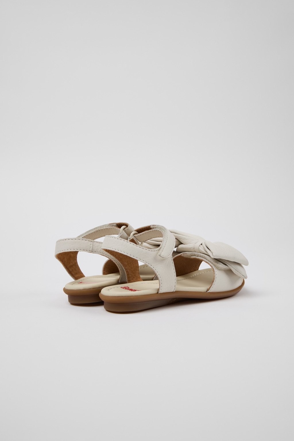 Right White Leather Sandals for Kids. - Image 3
