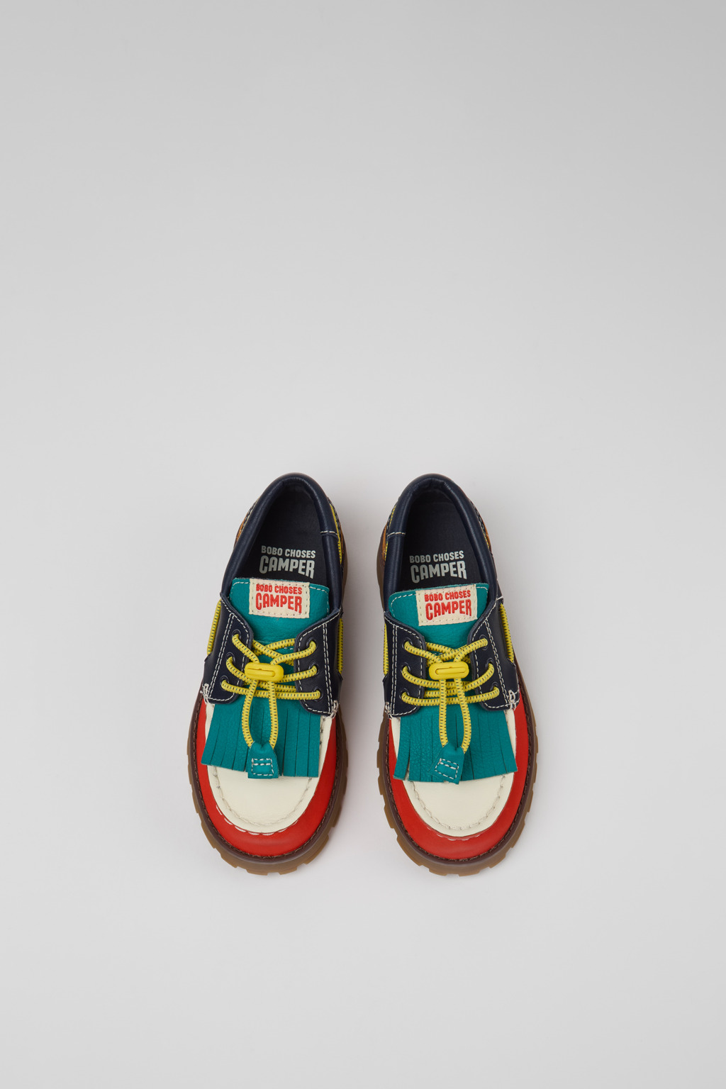 Bobo Choses x Camper Multicolor Leather and Nubuck Moccasins for Kids. - Image 4