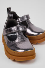 Brutus Silver Leather Shoes for Children.