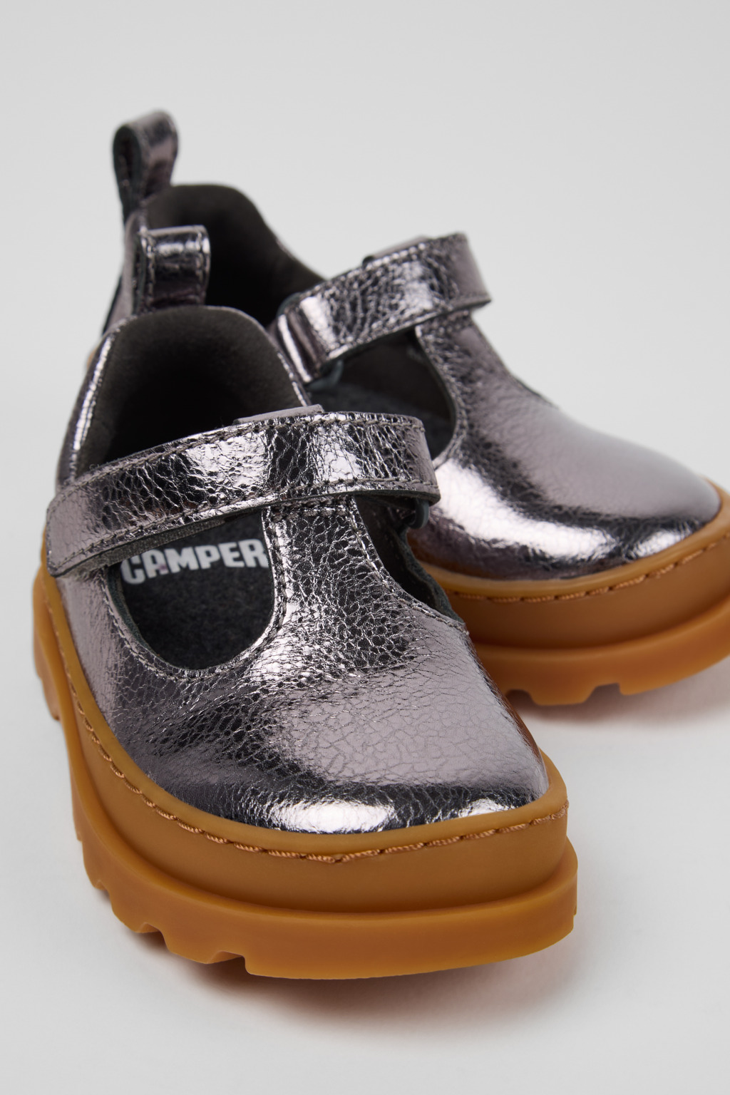 Brutus Silver Leather Shoes for Children.
