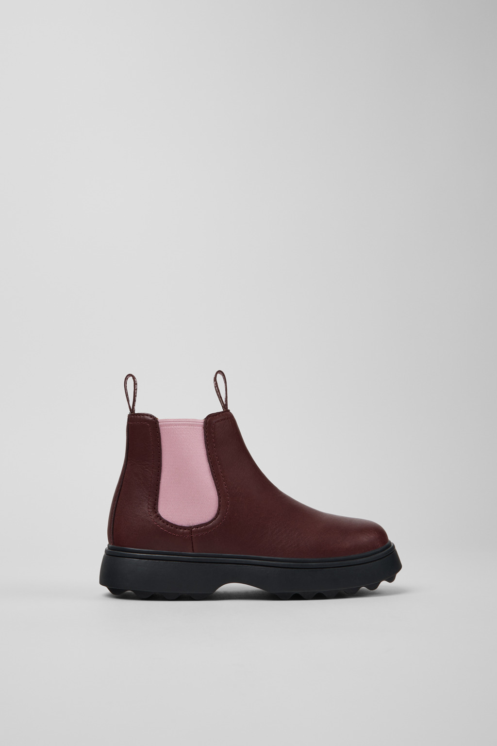 Norte Burgundy Leather Ankle Boots for Kids. - Image 2