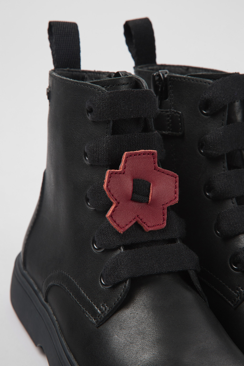 Twins Black leather ankle boots for kids