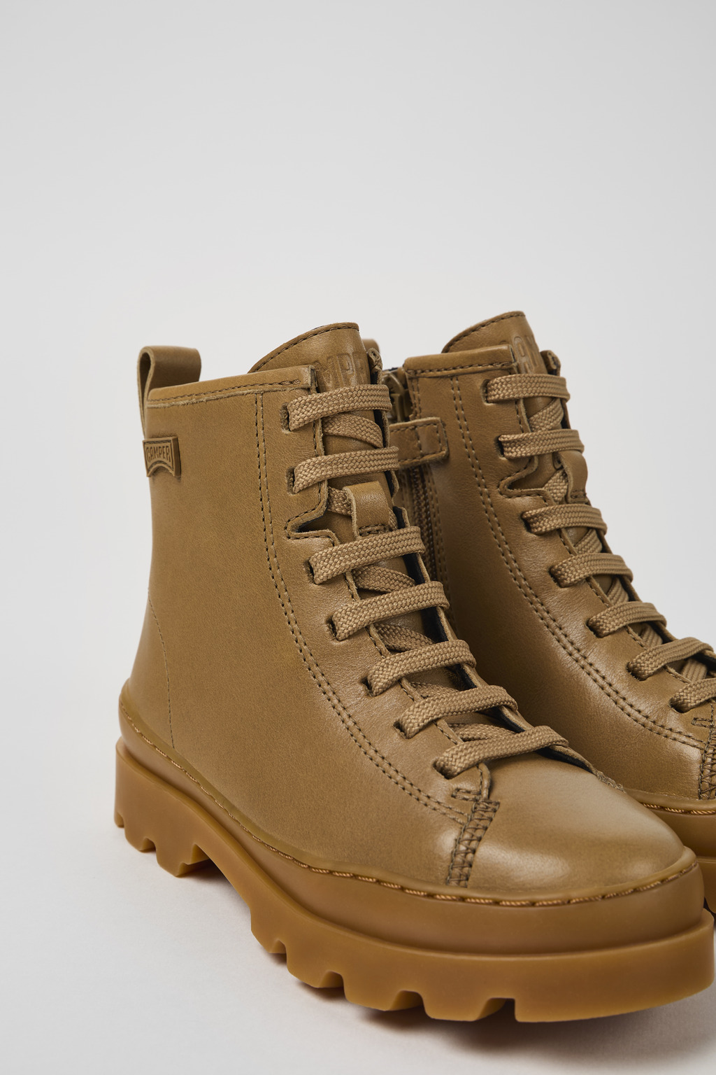 Brutus Brown leather ankle boots for kids