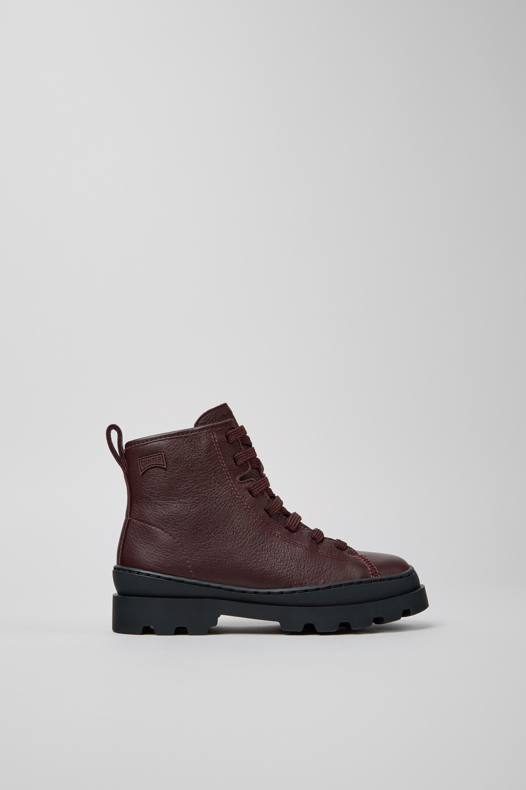 Brutus Burgundy Leather Ankle Boots for Kids. - Image 2
