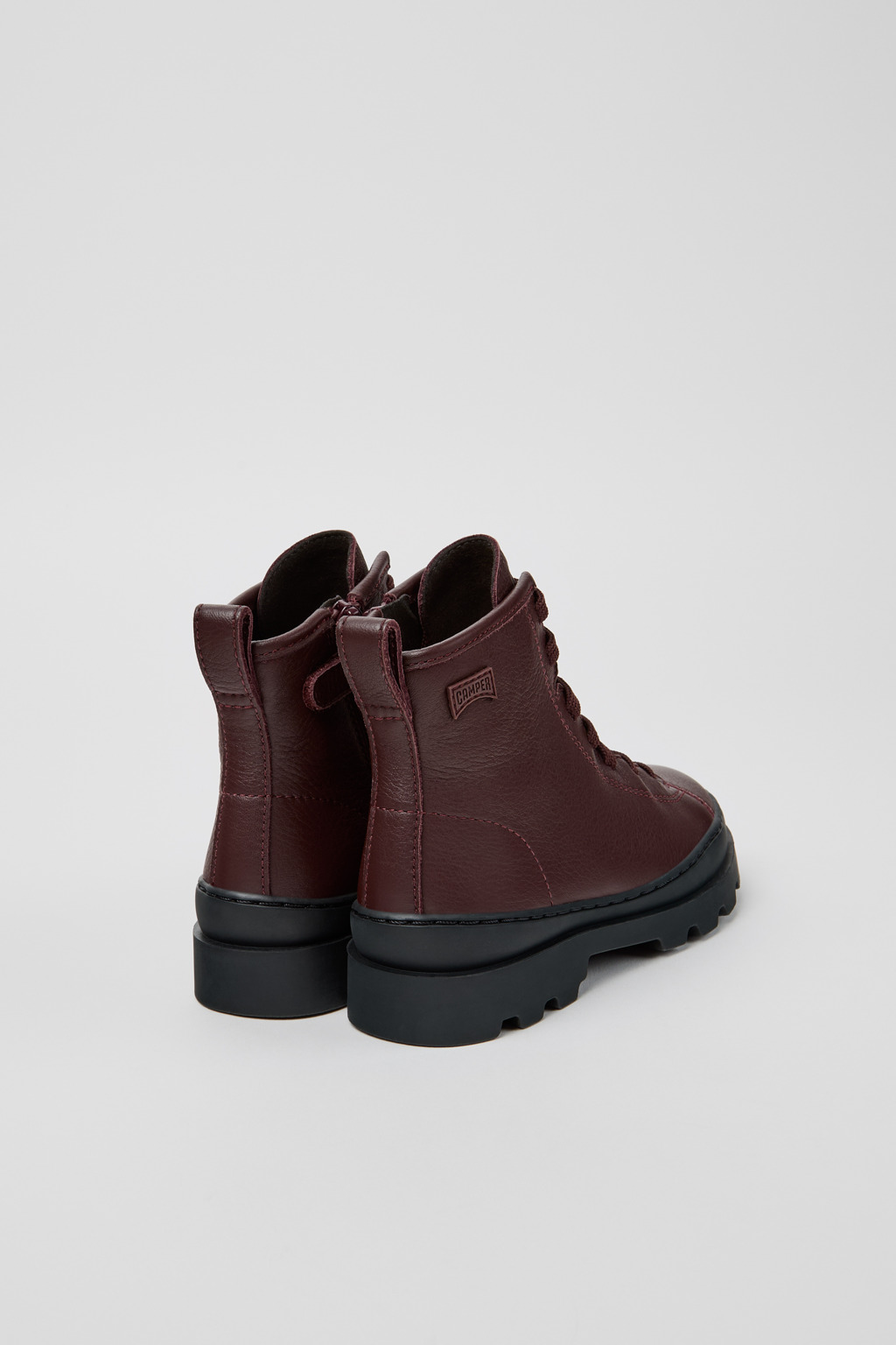 Brutus Burgundy Leather Ankle Boots for Kids. - Image 3