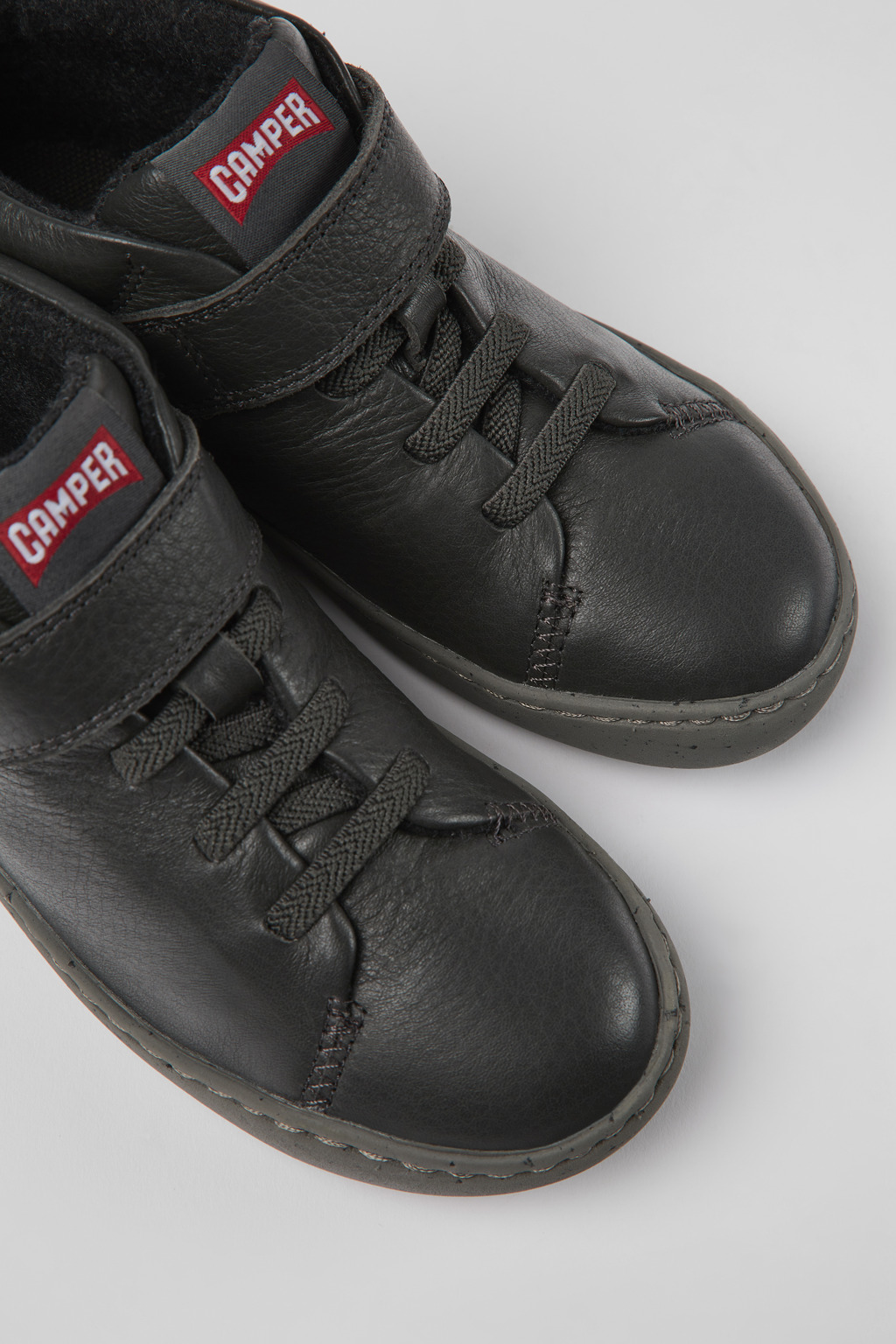 Peu Touring Gray leather ankle boots for kids