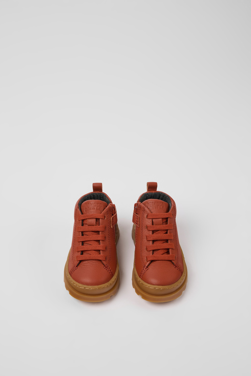 Brutus Red leather ankle boots for kids - Image 4