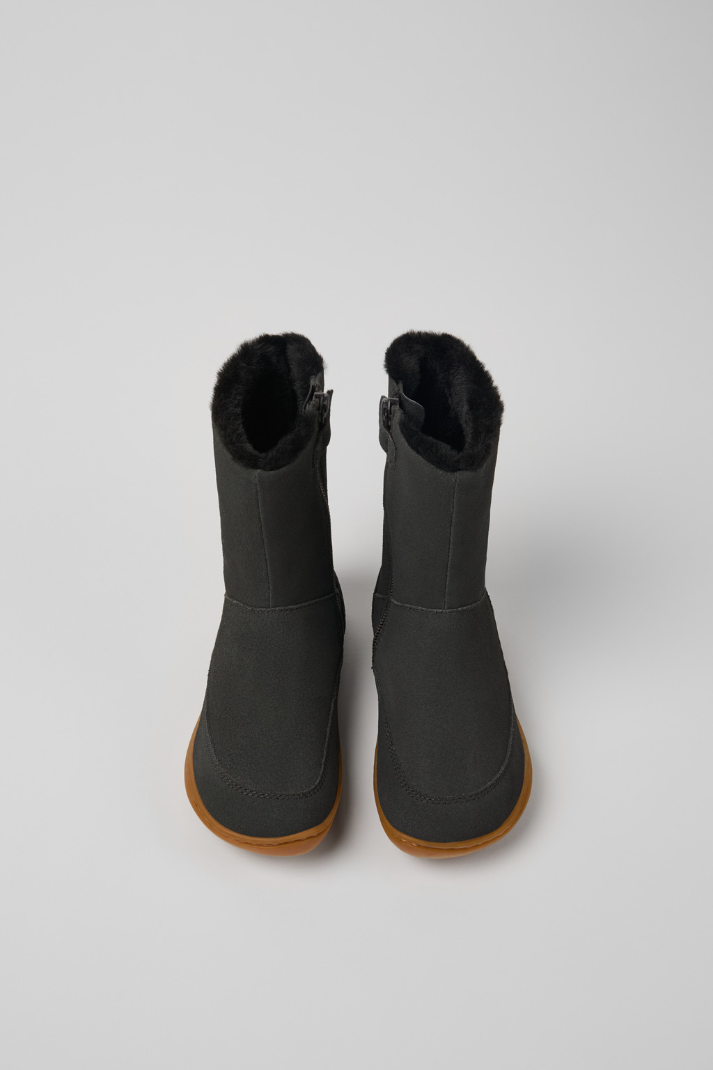 Peu Grey nubuck and leather boots for kids - Image 4