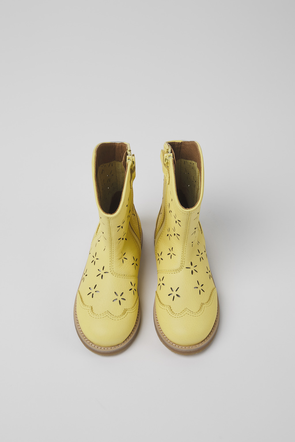 Savina Yellow leather boots for kids - Image 4