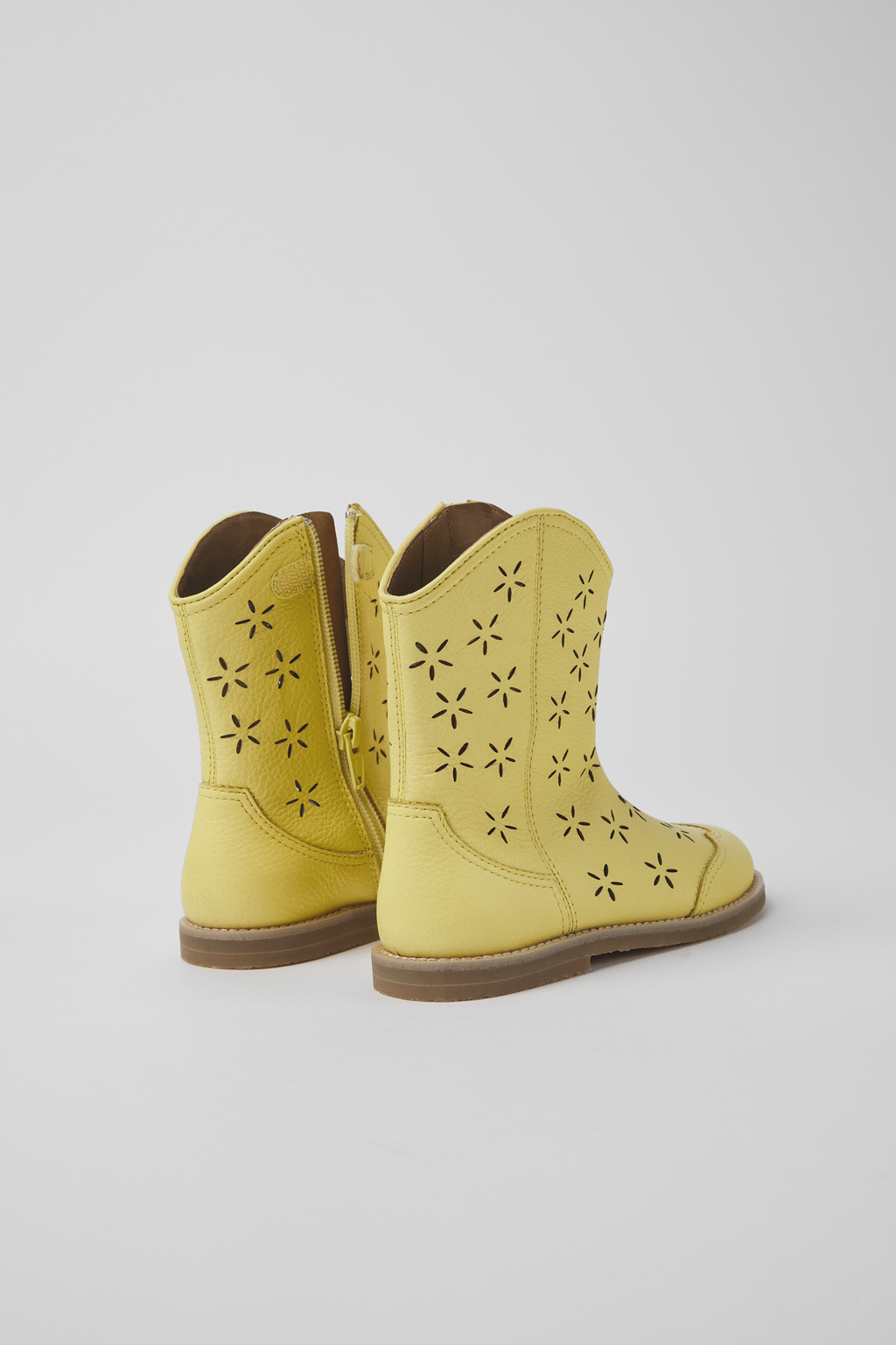 Savina Yellow leather boots for kids - Image 3