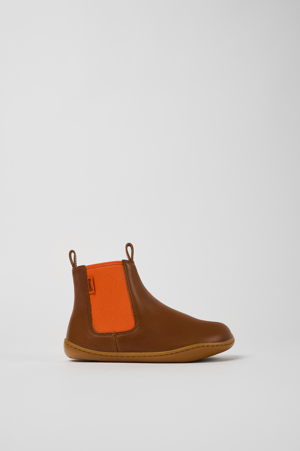Peu Brown leather ankle boots for kids - Image 2