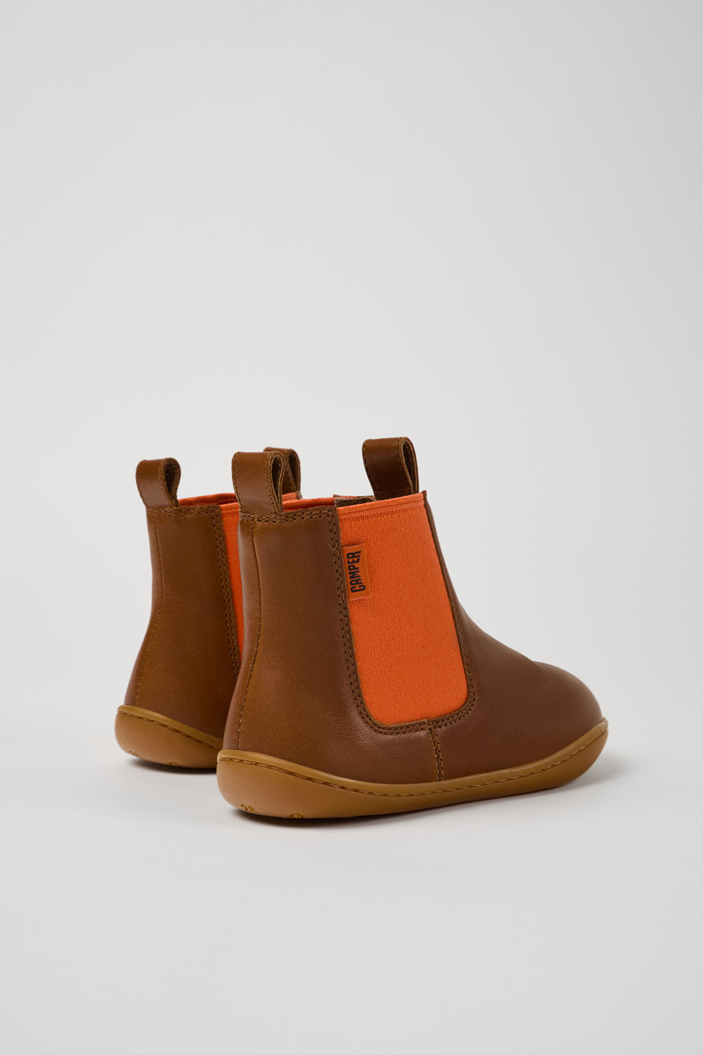 Peu Brown leather ankle boots for kids - Image 3