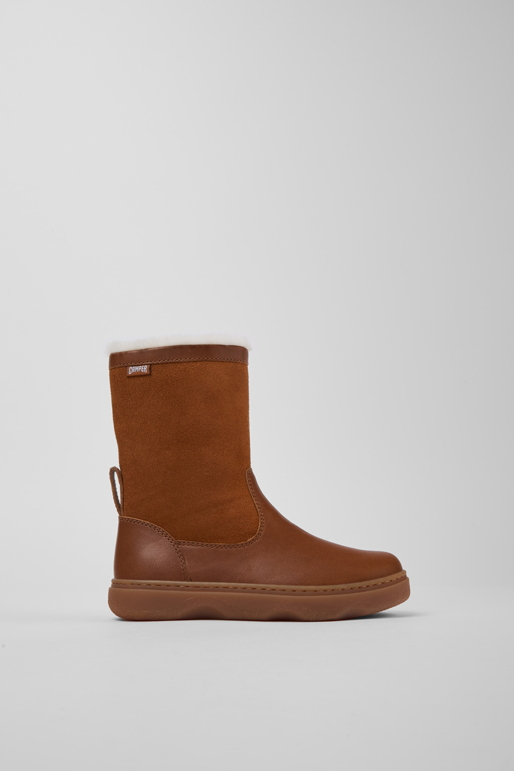 Kiddo Brown Leather and Nubuck Mid Boots for Kids. - Image 2