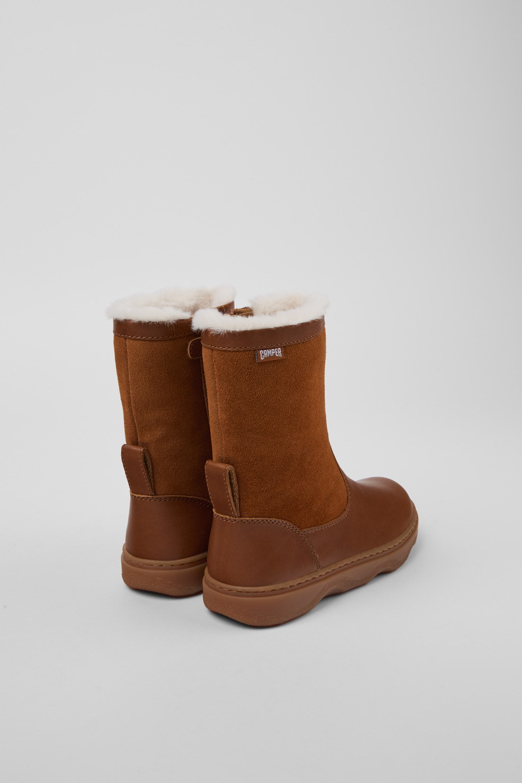 Kiddo Brown Leather and Nubuck Mid Boots for Kids. - Image 3