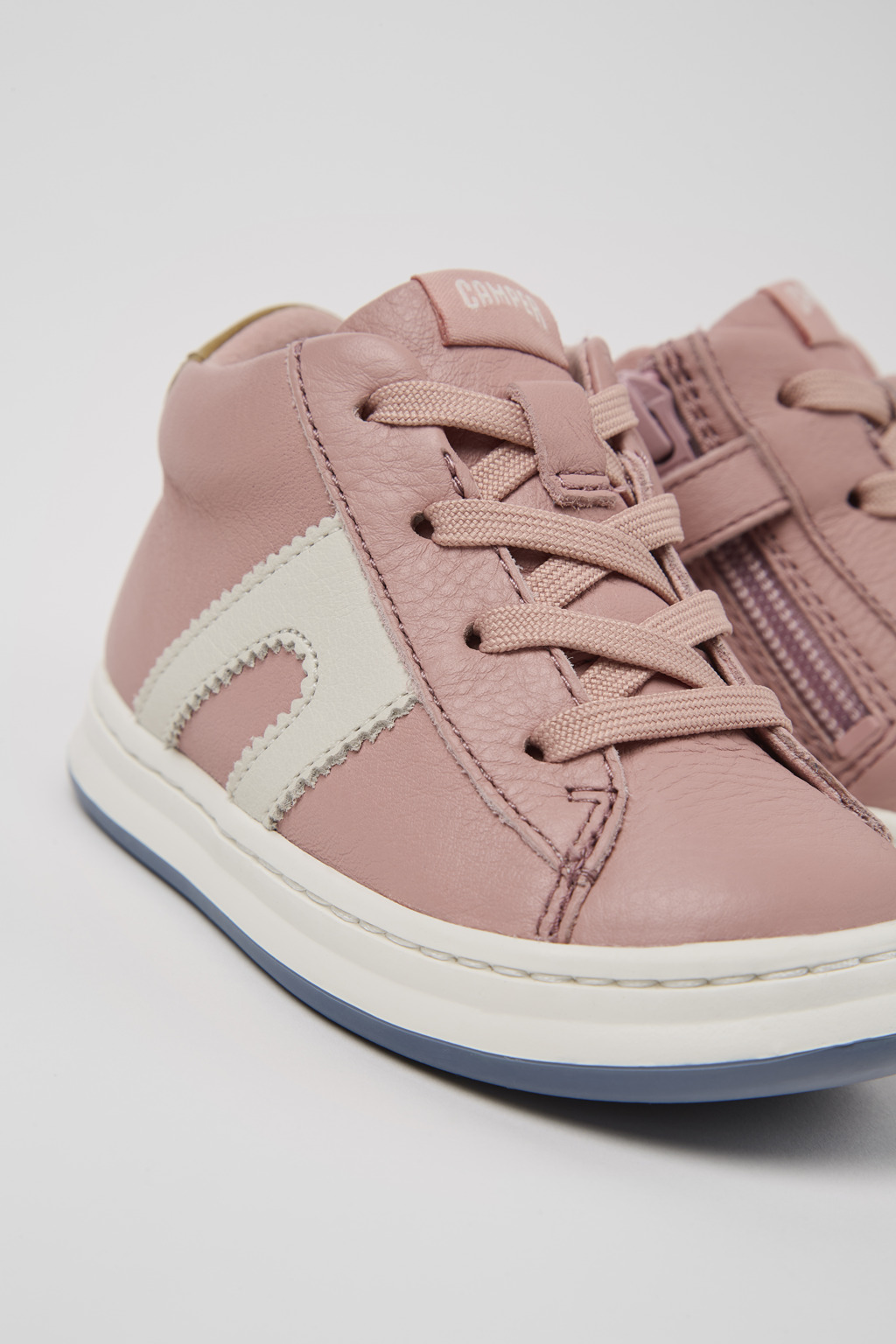 Twins Pink leather sneakers for kids
