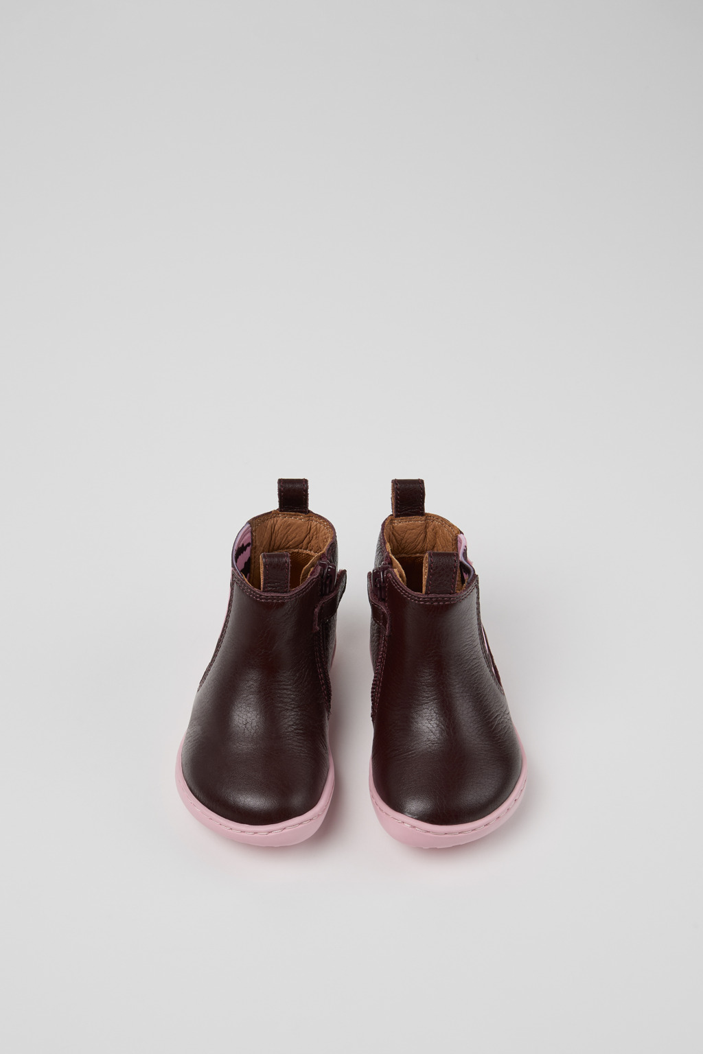 Twins Burgundy Leather Ankle Boots for Kids. - Image 4
