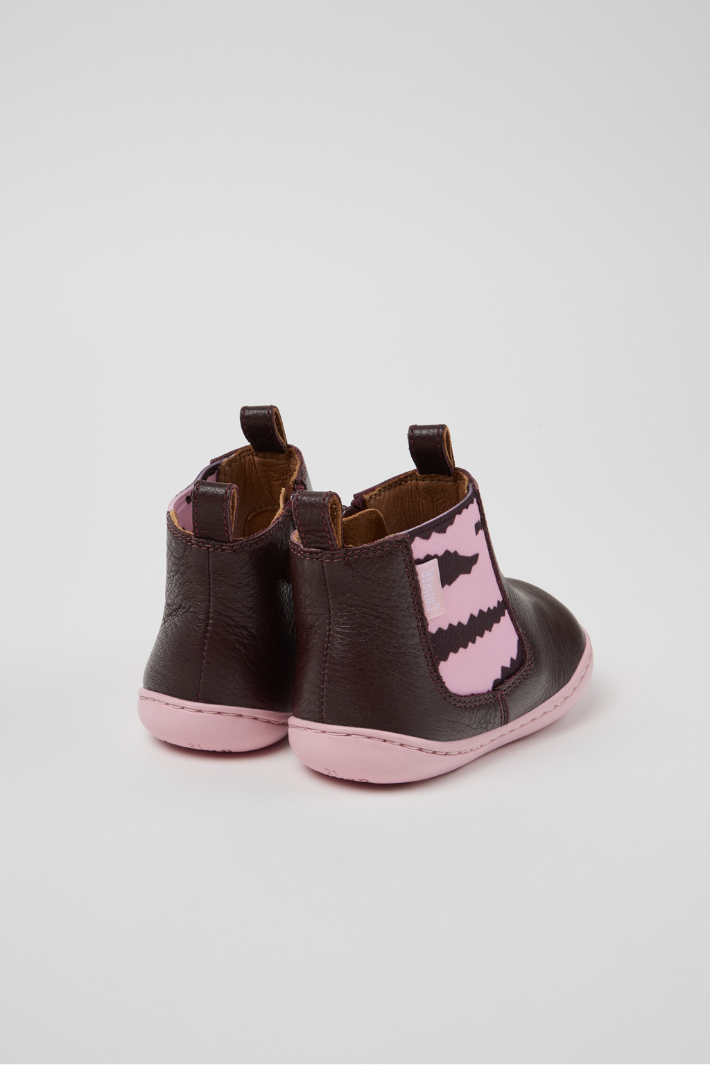 Twins Burgundy Leather Ankle Boots for Kids. - Image 3