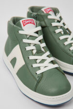 Runner Green and white leather ankle boots for kids