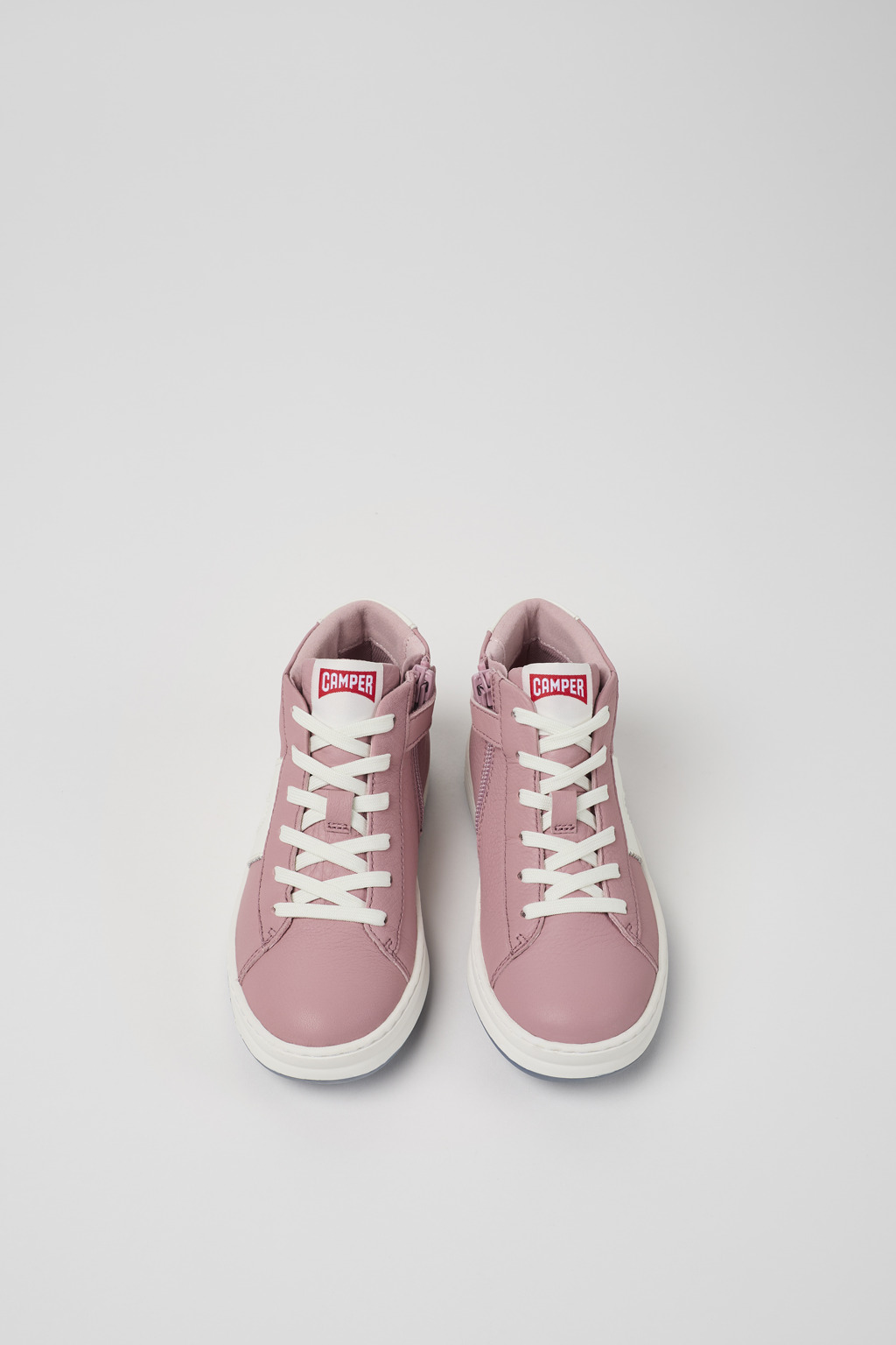 Runner Pink and white recycled leather sneakers for kids - Image 4