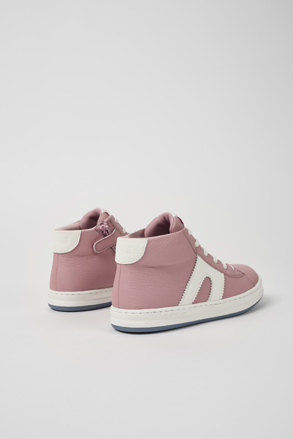 Runner Pink and white recycled leather sneakers for kids - Image 3