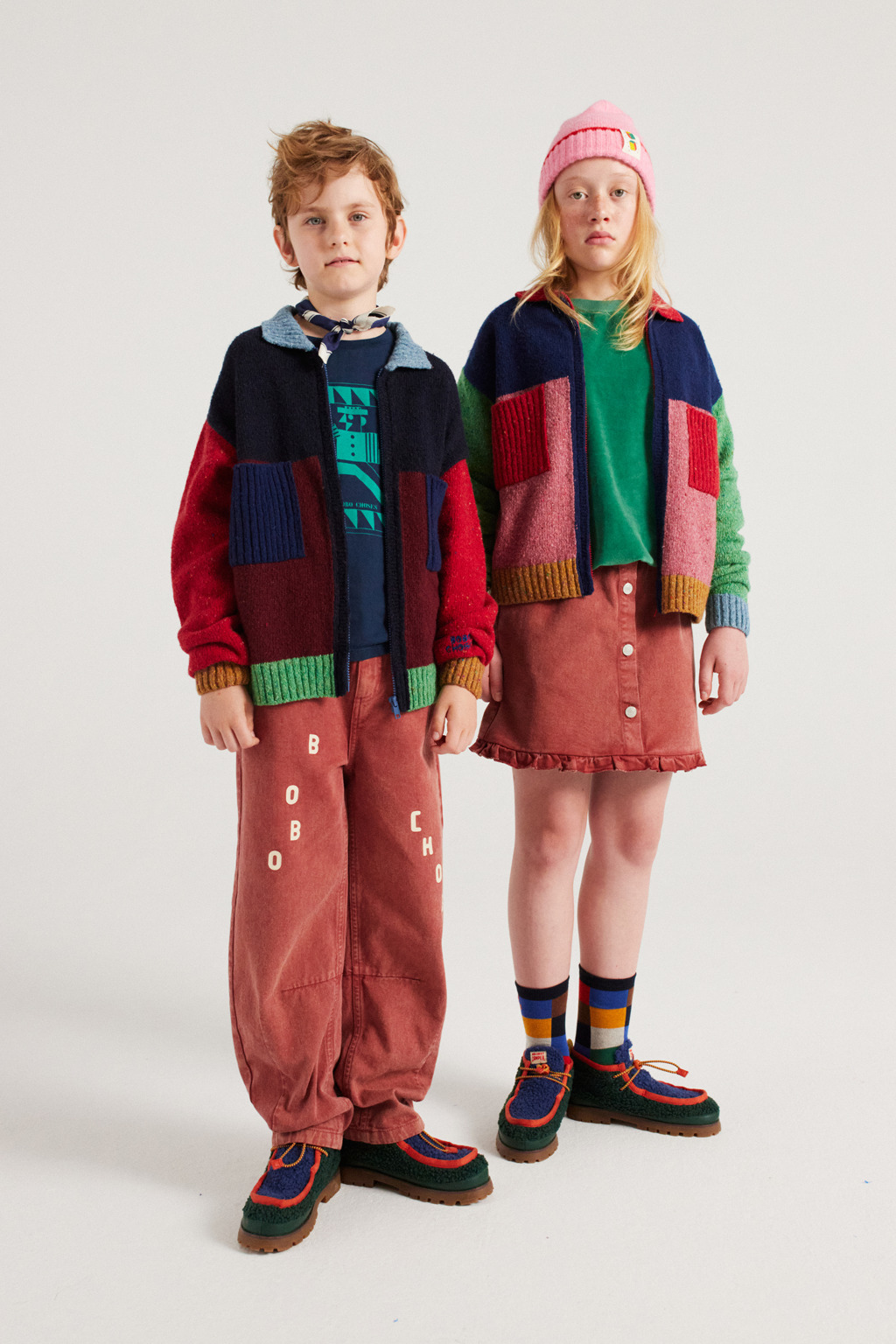 Bobo Choses x Camper Multicolor Textile and Leather Ankle Boots for Kids. - Image 2